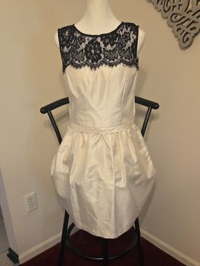Signature Ivory Dress with Black Lace Yoke